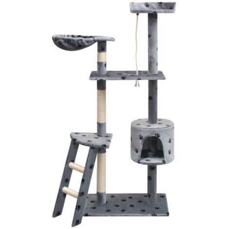 vidaXL Katzen-Kratzbaum 150 cm Pfoten-Aufdruck Grau
