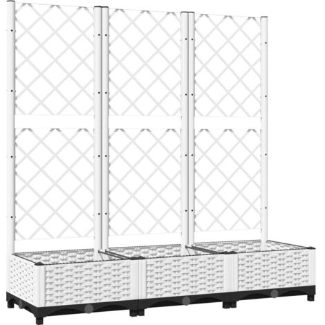 vidaXL Garden Planter with Trellis White 120x40x121,5 cm PP