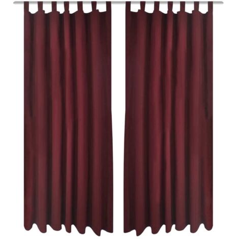 Vorhänge Gardinen aus Satin 2-teilig 140 x 225 cm Dunkelrot