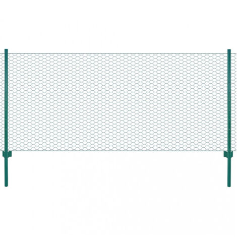 vidaXL Wire Mesh Fence with Posts Steel 25x0,5 m Green