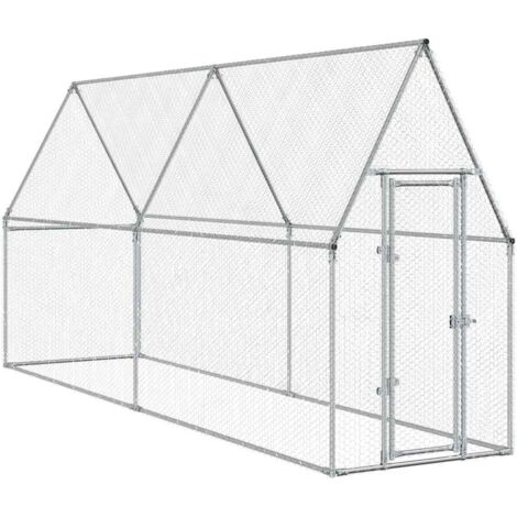 Hühnerkäfig silber 100x100x190 cm aus galvanisiertem Stahl