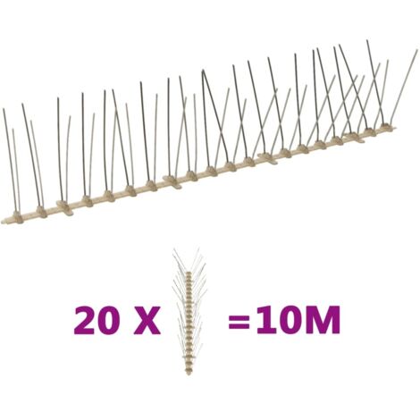 vidaXL 20-tlg. Vogelabwehr-Spikes-Set 10 m Kunststoff 4-reihig