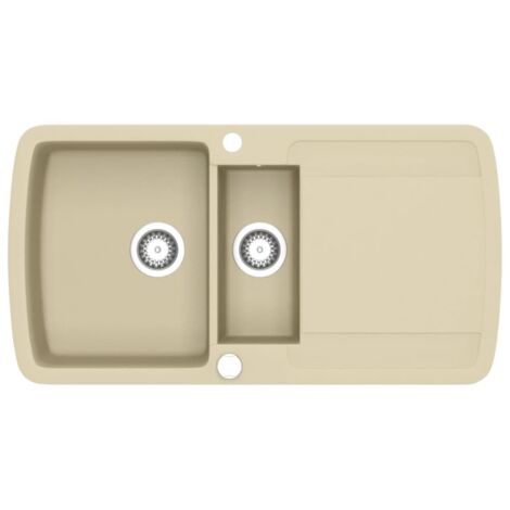 vidaXL Küche Granit Doppelspüle Beige