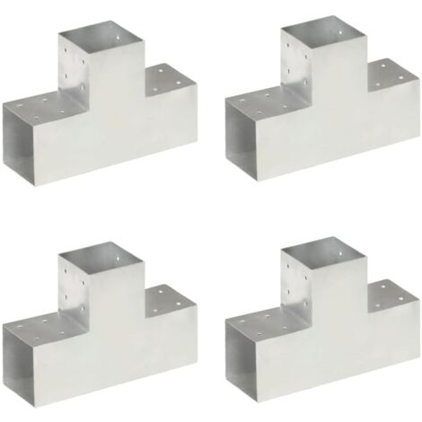 4 Stück T-Form Pfostenverbinder aus verzinktem Metall 101x101mm