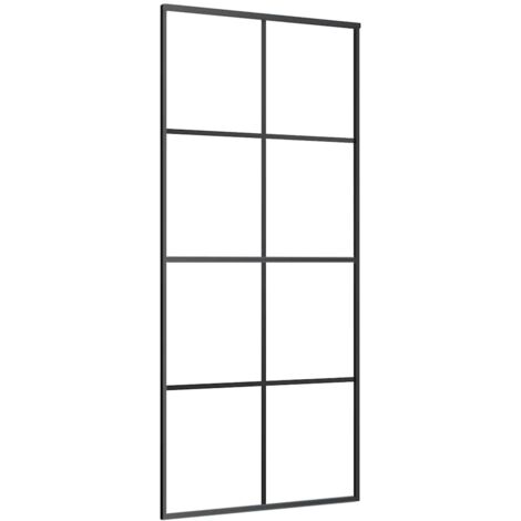 vidaXL Schiebetür Schwarz 90x205 cm ESG-Glas und Aluminium