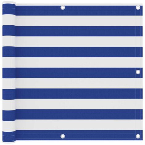 vidaXL Balcony Screen White and Blue 90x500 cm Oxford Fabric