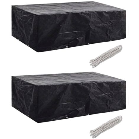 vidaXL Garden Furniture Covers 2 pcs 8 Person Poly Rattan Set 10 Eyelets 300x140 cm(2x41642)