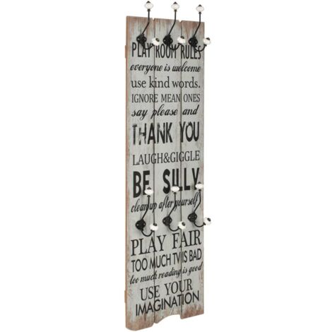 vidaXL Wandgarderobe mit 6 Haken 120 x 40 cm "THANK YOU"
