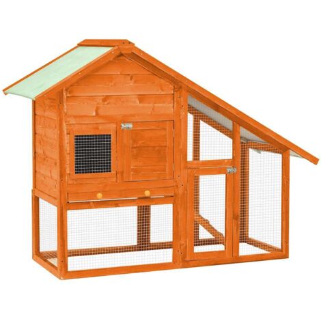Kaninchenstall 140x63x120 cm Aus massivem Fichtenholz