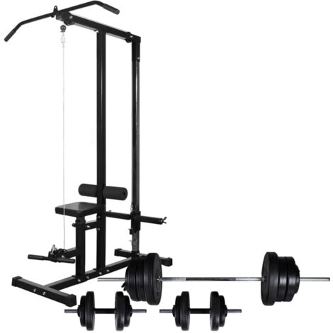 vidaXL Kraftturm mit Langhantel und Kurzhantel-Set 60,5 kg (1/5)