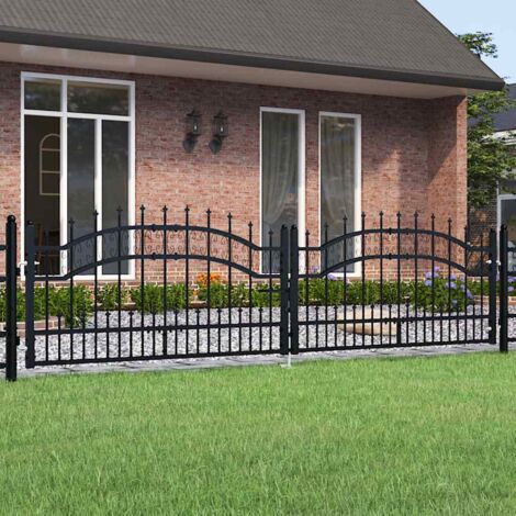 vidaXL Zauntor mit Speerspitzen Schwarz 305x120 cm Stahl