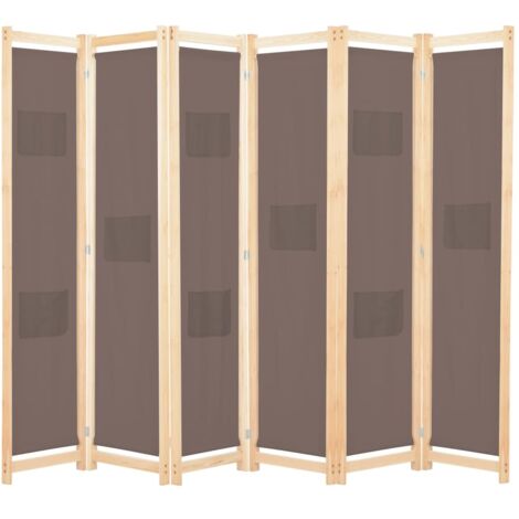 vidaXL 6-teiliger Raumteiler Braun 240 x 170 x 4 cm Stoff