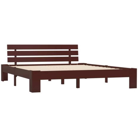 vidaXL Bettgestell und Kopfteil dunkelbraun 140x200 cm Kiefernholz