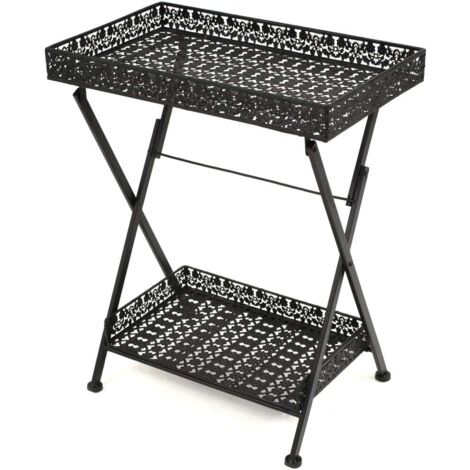 vidaXL Folding Tea Table Vintage Style Metal 58x35x72 cm Black
