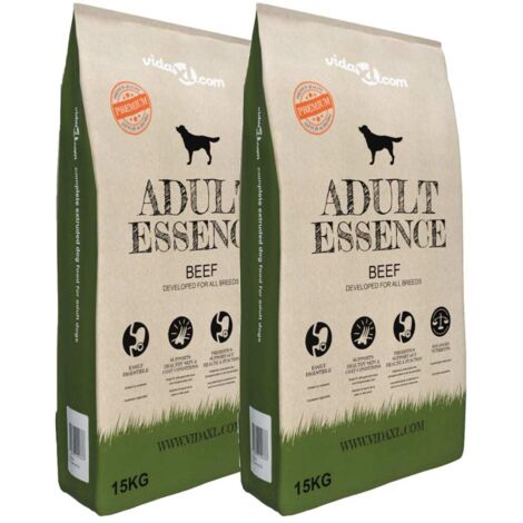 vidaXL Trockenfutter für Hunde Adult Essence Beef 2 Stk. 30 kg