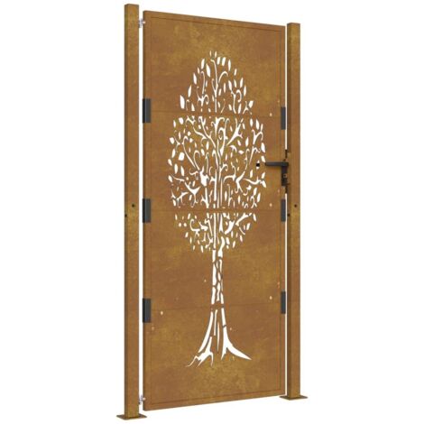 Gartenportal 105x180 cm Cortenstahl Baumdesign