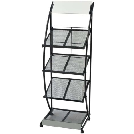 Zeitschriftenständer 47 x 40 x 134 cm Schwarz und Weiß A4 vidaXL