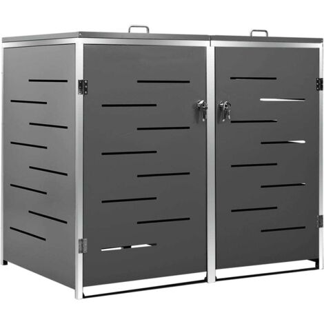 vidaXL Abfallbehälterabdeckung für zwei Mülltonnen 138x77,5x112,5 cm Edelstahl