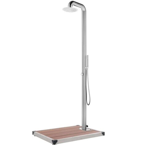 vidaXL Gartendusche mit Brauner Bodenplatte 230 cm Edelstahl