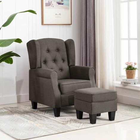 Sessel mit Fußhocker Taupe Stoff vidaXL