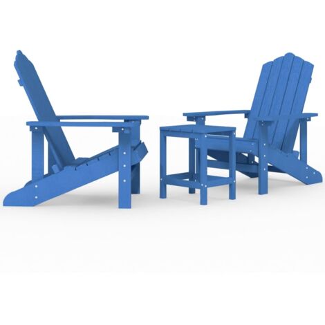 Adirondack-Gartenstühle mit Tisch HDPE Aquamarin vidaXL