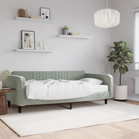 Tagesbett mit Matratze Hellgrau 100x200 cm Samt vidaXL