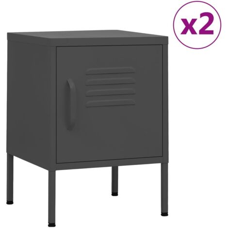 vidaXL Nachttische 2 Stk. Anthrazit 35x35x51 cm Stahl