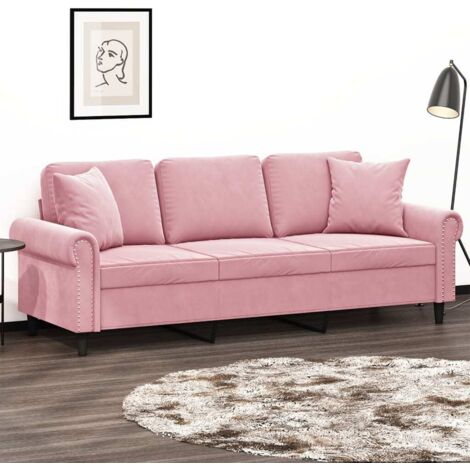 vidaXL 3-Sitzer-Sofa mit Zierkissen Rosa 180 cm Samt