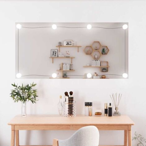 Wandspiegel mit LED-Leuchten 50x100 cm Glas Rechteckig vidaXL