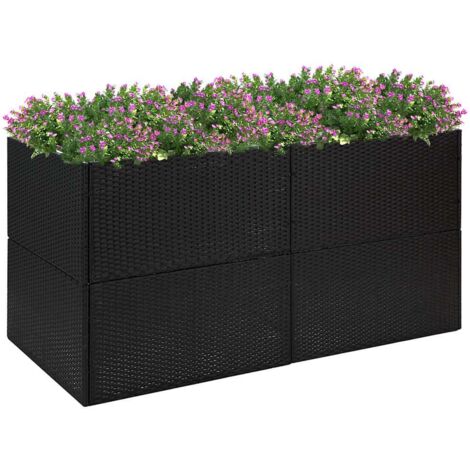 vidaXL Blumenkasten Schwarz 157x80x80 cm Geflochtene Harz