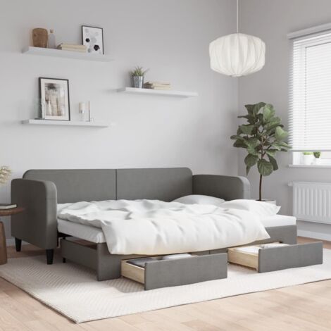 Tagesbett Ausziehbar mit Schubladen Dunkelgrau 80x200 cm Stoff vidaXL