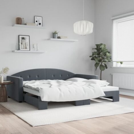 Tagesbett Ausziehbar Dunkelgrau 100x200 cm Samt vidaXL (1/5)