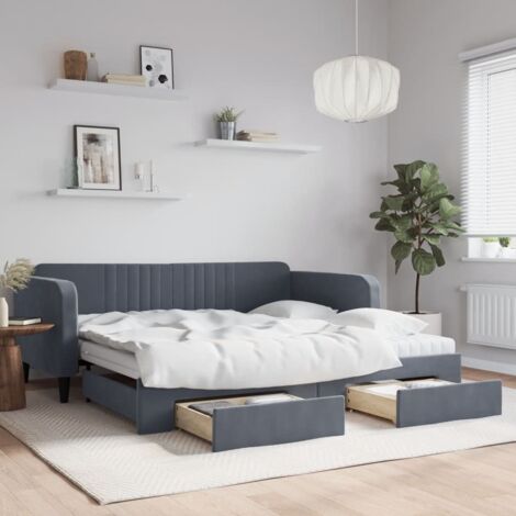Tagesbett Ausziehbar mit Schubladen Dunkelgrau 100x200 cm Samt vidaXL (1/5)
