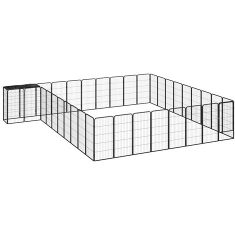 vidaXL 38-tlg. Hundelaufstall Schwarz 50x100cm Stahl Pulverbeschichtet