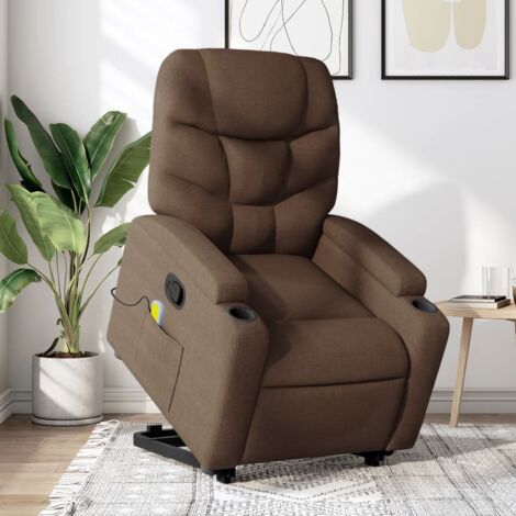 Massagesessel mit Aufstehhilfe Braun Stoff vidaXL670211 (1/5)
