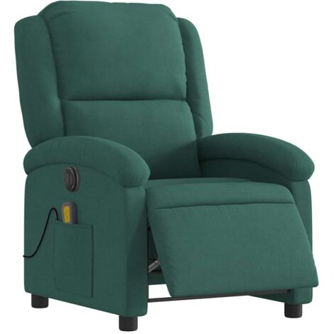 Massagesessel Elektrisch Dunkelgrün Samt vidaXL591459