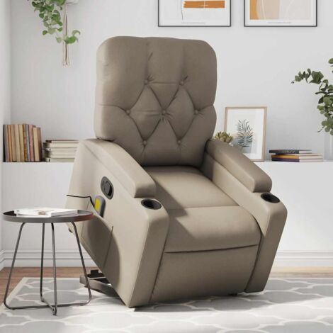 Massagesessel mit Aufstehhilfe Cappuccino-Braun Kunstleder vidaXL (1/5)