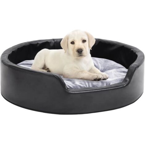 Hundebett Schwarz-Grau 69x59x19 cm Plüsch und Kunstleder vidaXL