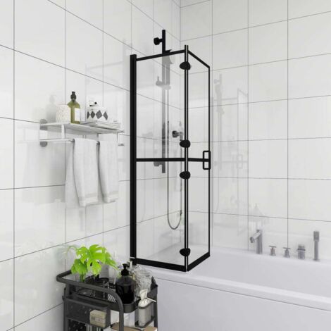 Faltbare Duschkabine ESG Schwarz 100x140 cm vidaXL (1/5)