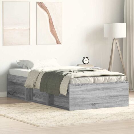 Bettgestell Grau Sonoma 90x200 cm vidaXL (1/5)