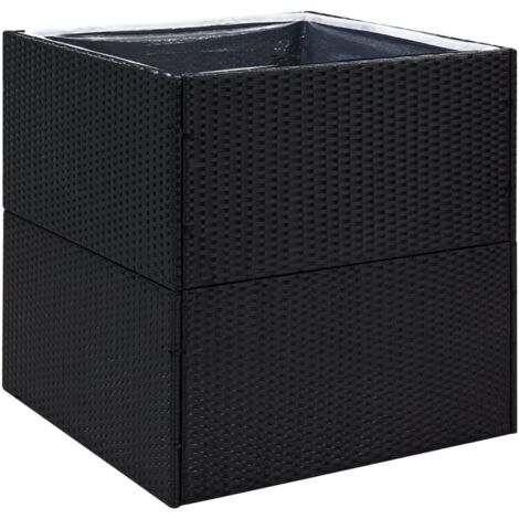 vidaXL Garden Planter Black 80x80x80 cm Poly Rattan