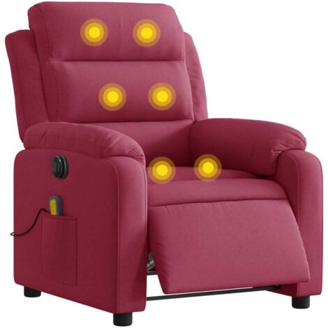 Massagesessel Elektrisch Weinrot Samt vidaXL155480