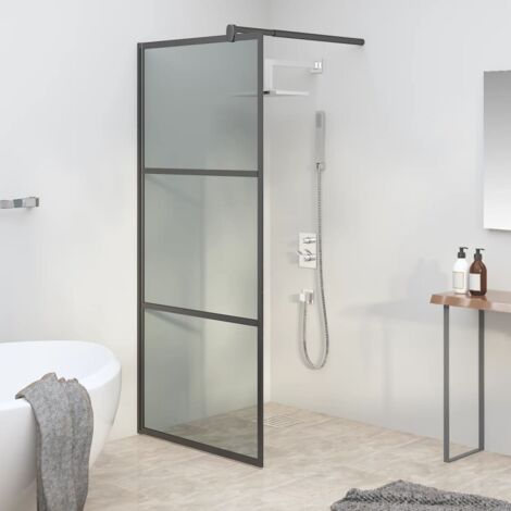 Duschwand für Walk-In Dusche 80x195 cm Dunkel ESG Glas Schwarz vidaXL746885