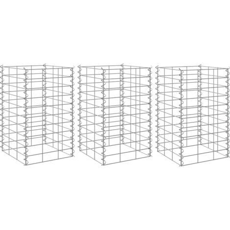 vidaXL Gabionen-Hochbeete 3 Stk. 30x30x50 cm Eisen