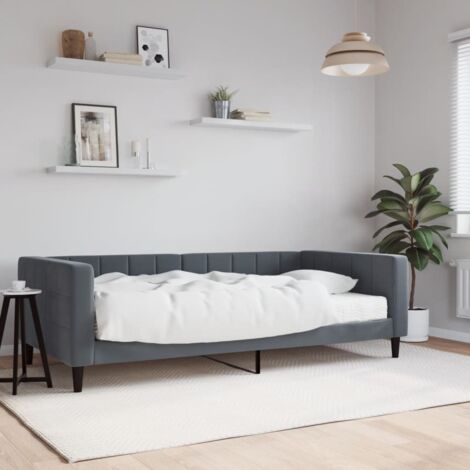 Tagesbett mit Matratze Dunkelgrau 100x200 cm Samt vidaXL