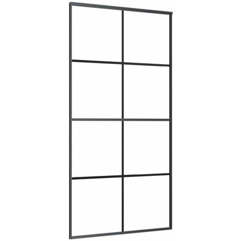 Schiebetür Schwarz 102,5x205 cm ESG-Glas und Aluminium vidaXL