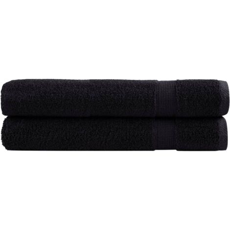 vidaXL Premium Sauna Towels "SOLUND" 2 pcs Black 80x200 cm 600 gsm (1/5)