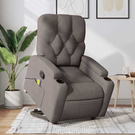 Massagesessel mit Aufstehhilfe Taupe Stoff vidaXL477901 (1/5)