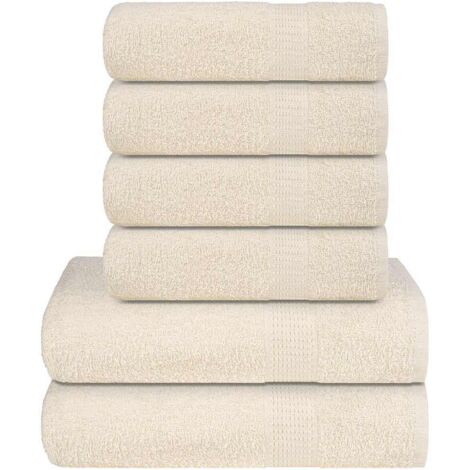 vidaXL 6-tlg. Handtuch-Set Creme 360 g/m² 100% Baumwolle