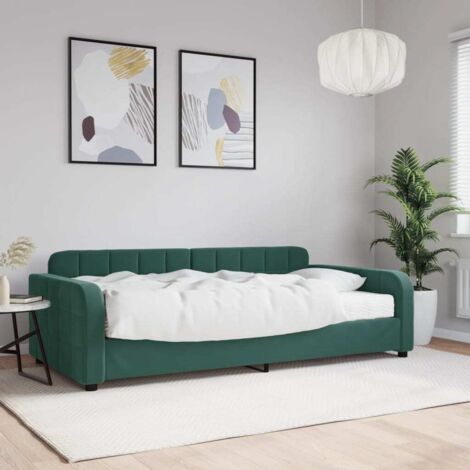 Tagesbett mit Matratze Dunkelgrün 100x200 cm Samt vidaXL